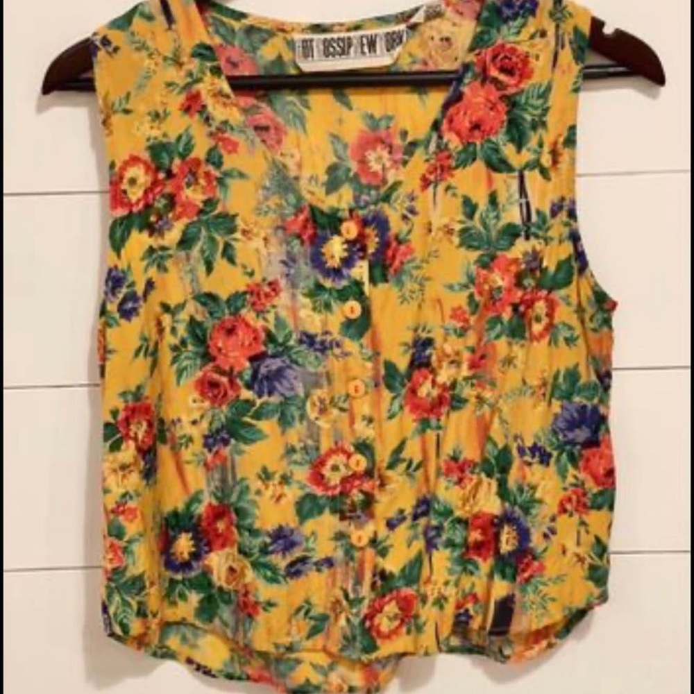 Floral Yellow Sleeveless Top